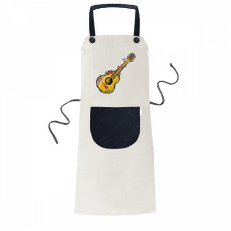 

Instrument Guitar Mexicon Element Illustration Apron Adjustable Bib Cotton Linen BBQ Kitchen Pocket Pinafore