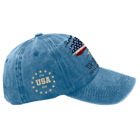 250th Anniversary USA Hat 250 Year American Anniversary Baseball Cap Adjustable Patriotic Hats,Light Blue