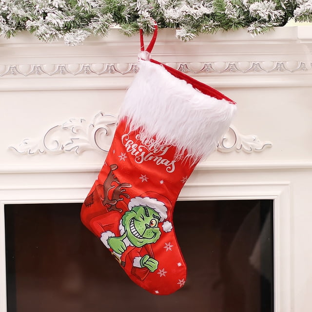 Grinch Christmas Decorations Grinch Decor the Grinch Christmas Socks Decoration Christmas Eve Children's Candy Gift Bag