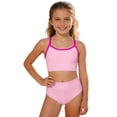 thumbnail image 3 of ZXLBBD Girls Swimsuit 2 Piece Spaghetti Straps Back Hollow Floral Design Cute Tankini Top and Bikini Bottom for Toddler Youth Casual Beach Pool,Pink,15 Y-16 Y, 3 of 6