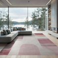 thumbnail image 2 of ODIKA 8'x10' Washable Area Rug Pink Abstract Interlocking Shapes Minimalist Watercolor Brushstroke for Dining Room, Large Office, Lounge, Non-Slip Chair-Friendly Mat, 2 of 7
