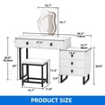thumbnail image 2 of DEXTRUS 5 Drawers Glamourous Makeup Vanity with Lighted Mirror, Power Strip and Nightstand Ideal for Women, 2 of 10