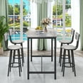 thumbnail image 7 of Bar Table Set for 4, Counter Height Dining Table and Chairs Set,with 4 PU Upholstered bar stools and marble wood finishbar table ,Suitable for apartments or bars, grey, 7 of 7