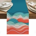 thumbnail image 2 of Abstract Mountains Table Runner, Red Green Gradient Color Blocks Modern Cotton Linen Kitchen Table Decoration Washable Dining Tabletop Runners for Home Party Decor 13x60 Inches, 2 of 9