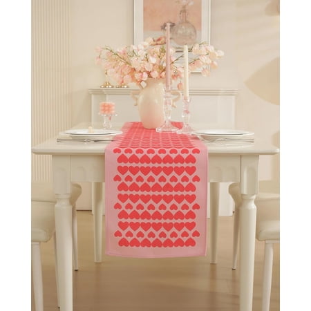 Valentines Day Table Runner 90 Inches Long Valentines Day Decor with Red Pink Heart Table Runner for Birthday Wedding Anniversary Marriage Proposals Engagements Romantic Events