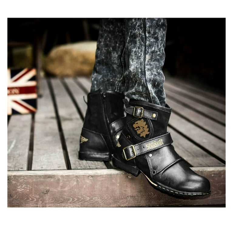 Moto Boots for Men Ankle Motorcycle Boots Fashion Zipper-up Moto Boots for Men Ankle Motorcycle Boots Fashion Zipper-up
