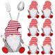 thumbnail image 1 of Bolsas de soporte para cubiertos de Navidad, gorros de Navidad, Papá Noel, cuchillo con copo de nieve, cubierta de tenedor, juego de mesa de fiesta, decoración de servicio de mesa, suministros, 1 of 4
