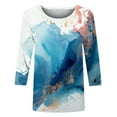 thumbnail image 5 of CHOK Ichuanyi Hauts pour Femmes Été Liquidation Mode Féminine T-shirt Imprimé Mi-Longueur Manches 3/4 Blouse Col Rond Hauts Décontractés, 5 of 5