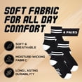 thumbnail image 5 of Forever Bambe Retro Mini Crew Socks for Women, Soft Terrycloth Cushioned Bottom Striped Socks, Athletic Quarter Calf Gym Socks (4-Pack) Black Ankle Socks With White Stripe, 5 of 6