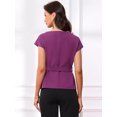 thumbnail image 3 of DARING DIVA Women's Cap Sleeve Top Boat Neck Belted Peplum Tops L Dark Purple, 3 of 6