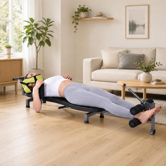 Folding Massage Traction Bed, Neck and Back Stretcher with Adjustable Length for Realigning Vertebrae and Relieving Lumbar Strain