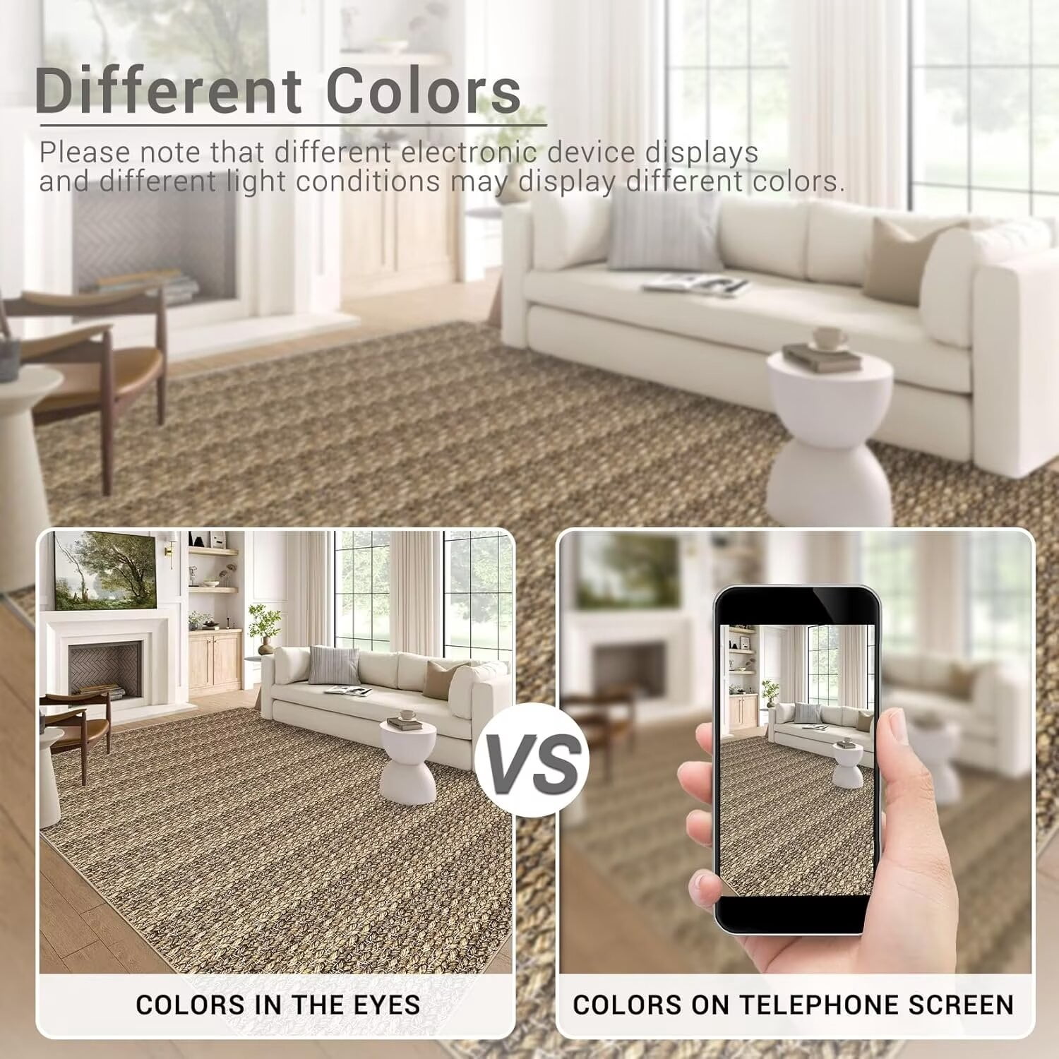 Hasoo Rugs for Living Room 8' x 10' Washable Area Rug Non Slip Accent Rug Modern Solid Print Carpet Rug Low Pile Throw Rug for Bedroom, Brown