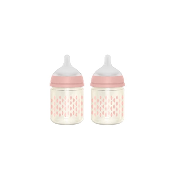 Mamadera de vidrio Suavinex Bonhomia, pack de 2, 120 ml, rosa