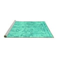 thumbnail image 2 of Ahgly Company Machine Washable Indoor Rectangle Abstract Turquoise Blue Contemporary Area Rugs, 2' x 4', 2 of 4