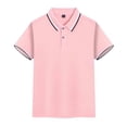 thumbnail image 5 of Oiangi Boys Button Up Shirts Short Sleeve Lapel Tops Casual Comfy Uniform Shirt for Back to School Pink XL, 5 of 6