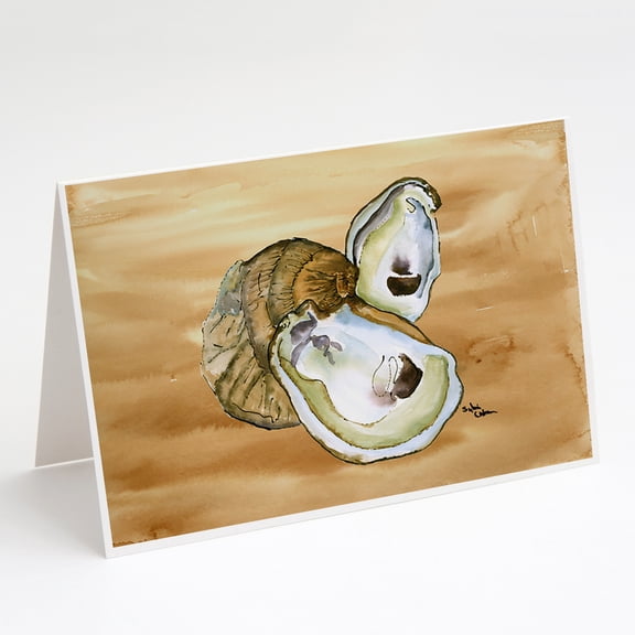 Caroline's Treasures Oyster Sandy Beach Greeting Cards with Envelopes, 5" x 7" (8 Count)