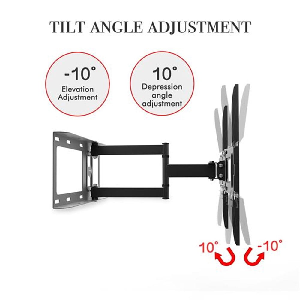 Full Motion TV Wall Mount Corner Bracket, VESA 400 x 400 Compatible, Extending Arm Articulating, Swivel, Tilt Fits 32-60 Inch TVs, 77 Lbs Capacity Black