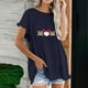 thumbnail image 2 of Blusa de manga corta con estampado regular de flecos y cuello redondo de algodón y cáñamo para mujer OAVQHLG3B Store  lin121212, 2 of 5