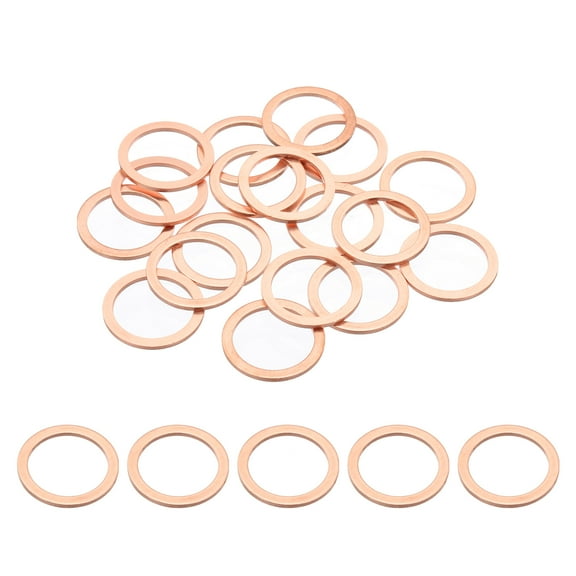 18PCS M20 Copper Washers, M20x26x1.5mm Copper Crush Washer Metric Flat Washers Sealing Washers Assortment Kit Oil Drain Plug Gasket Ring for Automotive Battery Vehicles Screws Bolt