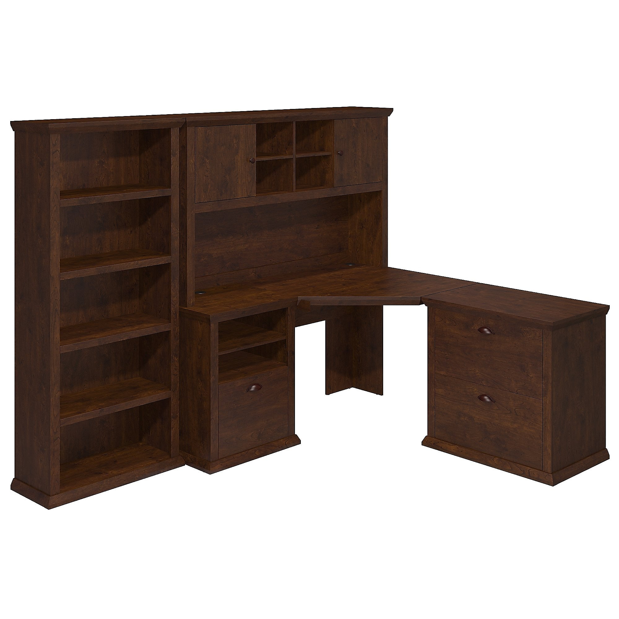 Bush Furniture Corner Desk w/Hutch Lateral File & Bookcase