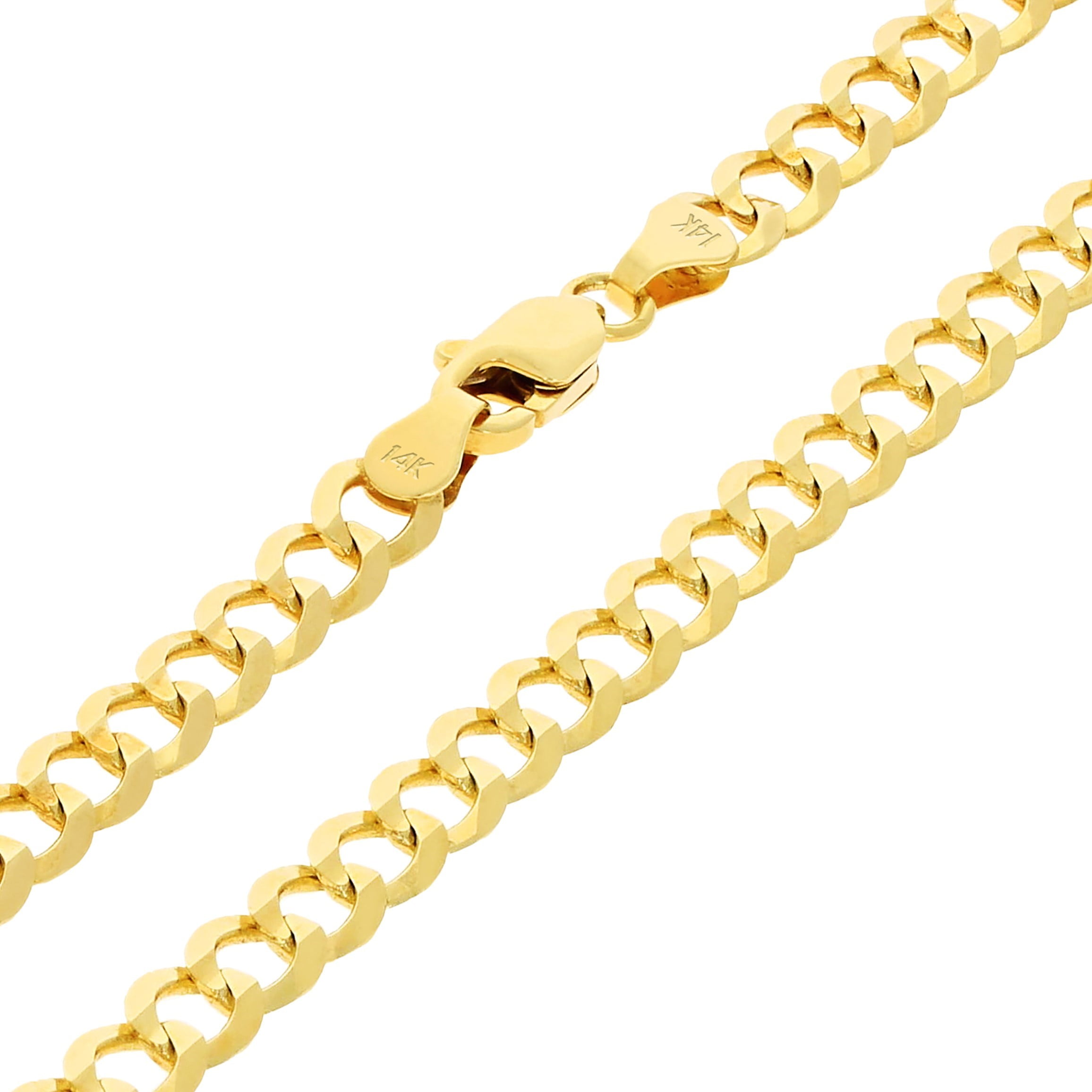 Nuragold 14k Real Yellow Gold Solid Cuban Curb Link 5mm Chain Bracelet (7"-9") Italian Jewelry for Men & Women
