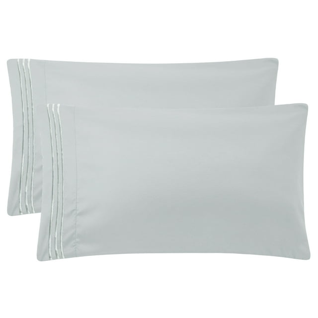 Funda de Almohada PiccoCasa Microfibra con Cierre de Cremallera Juego de 2 Gris Claro 51x76cm