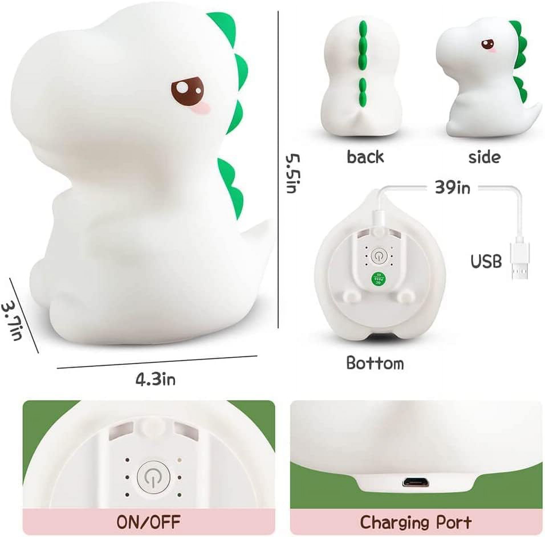 Baby Night Light Rechargeable & Portable Children's Night Light, 7 Light Colors Dinosaur Night Light Baby Night Light Children's Bedside Lamp