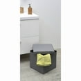 thumbnail image 7 of Evideco French Home Goods Folding Storage Ottoman, Faux Leather, Cube, Gray, 14 Inch, 7 of 7