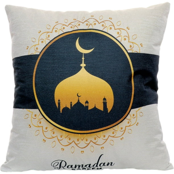 WREESH Coton Polyester Ramadan Étreindre Taie d'Oreiller Housse de Coussin  Eid Mubarak Coussin 