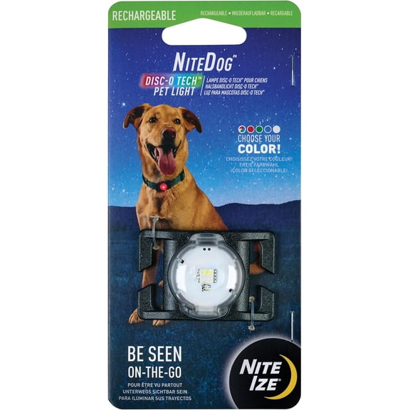 Nite Ize NiteDog Rechargeable Disc-o Tech Pet Light for 1-in Collars Multi-Color