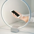 thumbnail image 2 of Brightech Circle LED Nightstand Lamp with USB Port – Compact Bed Stand Lamp for Bedroom, Living Room - Modern Asian Table & Desk Lamp on Side & End Tables - Titanium Sliver, 2 of 9