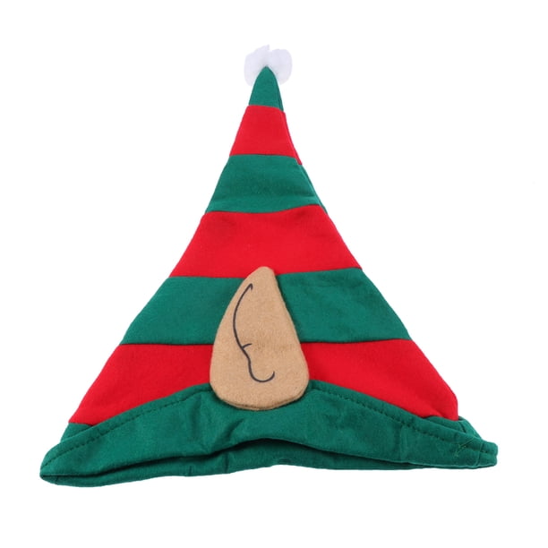 Sombrero de duende de Navidad con orejas de duende adjuntas para diadema de fiesta para niños y adultos Rojo verde