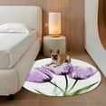 thumbnail image 5 of Area Rug 48in, Purple Tulip Blossom Flower Floor Carpet Living Room Rug, Spring Abstract Floral Green Leaf Non-Slip Welcome Mat Indoor Rugs for Bedroom Dining Room, 5 of 9