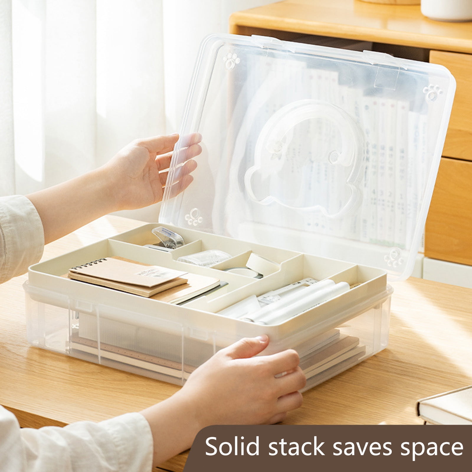 Clear Plastic Project Case Organiser Storage Box Stackable Storage Container for Stationery Scrapbooking Craft Supplies