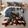 thumbnail image 2 of Manfei Motorcycle Silhouette Quilt Full,Vintage American Flag Full Bedspread Sets,Blue Red White,3pcs, 2 of 7