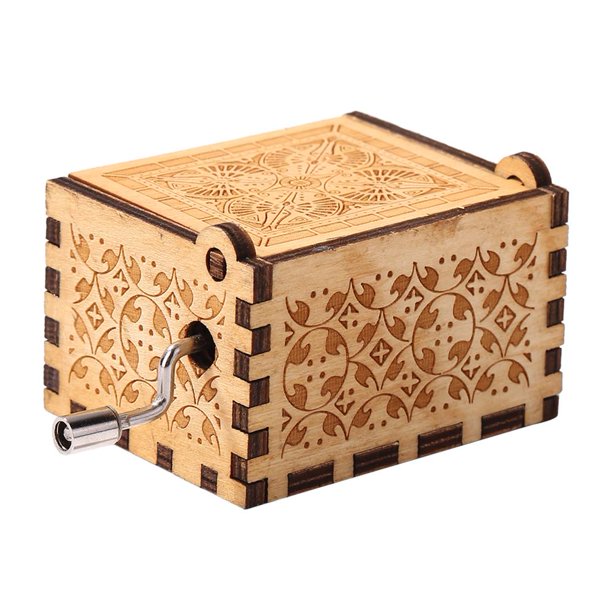 Caja de música con manivela grabada decorativa de madera antigua de 3 piezas Sywqhk Libre de BPA