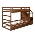 thumbnail image 6 of imerelez Twin-Over-Twin Bunk Bed with Twin Size Trundle and 3 Storage Stairs,Walnut, 6 of 9