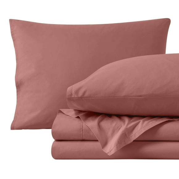 Organic Percale Sheet Set - 300 Thread Count - 100% Organic Cotton - Queen, Dusty Rose