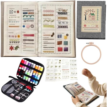 JXGTGLLZLY 2026 New Embroidery Stitch Book Kit with Instructional Tutorial Portable 106 Pattern All-in-One Embroidery Stitch Book for Beginners & DIY Craft Lovers(1pc)