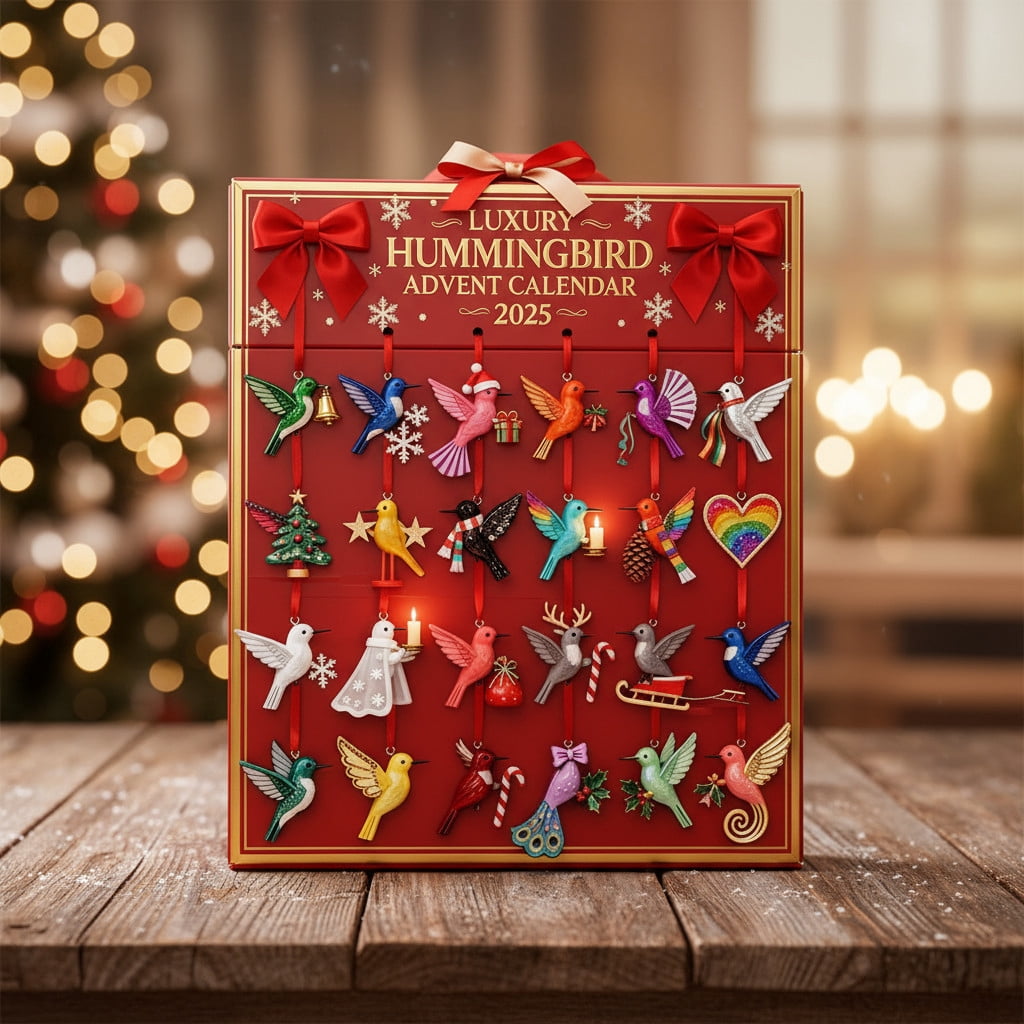 YiJuHui 3pcs Hummingbird Ornaments Advent Calendar - 24 Unique Christmas Tree Decorations with Festive Bird Designs for Holiday Home Decor & Nature Lovers