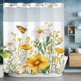 thumbnail image 6 of Spring Flower No Hooks Shower Curtain with Snap-in Liner White Yellow Floral Daisy Butterfly Pastoral Shower Curtains for Bathroom, Waterproof, Easy Install, Washable 72"x78", 6 of 9