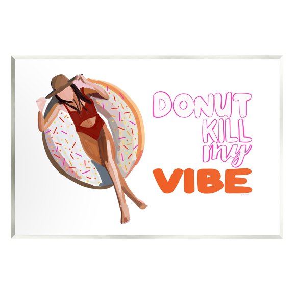 Stupell Industries Donut Kill My Vibe Relaxing Pool Float Girl Graphic Art Unframed Art Print Wall Art, Design by Amelia Noyes