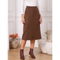 thumbnail image 2 of DARING DIVA Women's Faux Suede A Line Midi Skirt with Pockets X-Large Coffee, 2 of 7