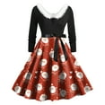 thumbnail image 3 of UngA Dress for Christmas for Women 2025 Winter Warm Plush V Neck Cute Printed Party Dresses with Belt Long Vintage Cocktail Dresses for Women,Size M, 3 of 3