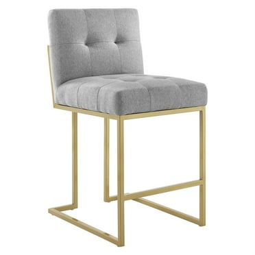 Ergode Privy Gold Stainless Steel Upholstered Fabric Counter Stool - Gold Light Gray