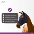 thumbnail image 2 of Careta anti-moscas QHP para caballo con cierre de cierre, lycra elástica, ajuste completo, azul mari, 2 of 5
