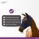 thumbnail image 2 of Máscara antimoscas QHP para caballo con cierre de cremallera, lycra elástica, ajuste ceñido, azul ma, 2 of 5