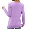 thumbnail image 6 of LWITHSZG Long Sleeve Henley Shirts for Women Fall Winter Fashion Solid V&nbsp;Neck Blouses Lightweight Pullover Sweatshirts Going Out Tops, 6 of 9