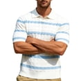 thumbnail image 3 of Maean Mens Striped Short Sleeve Top Sweaters Collared Fashion Dressy Knit Shirts for Work Business Blouses, 3 of 6
