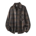 thumbnail image 2 of Big & Tall Men Button-up Shirts Plaid Lapel Collar Long Sleeve Loose Fit Fall Casual Basic Daily Lightweight Tops M-5XL, 2 of 5